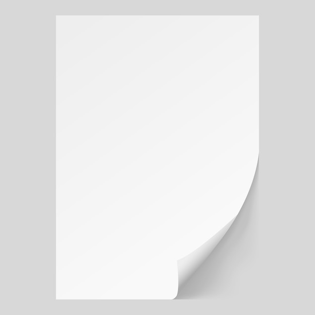 White sheet of paper.Realistic vector on white background 