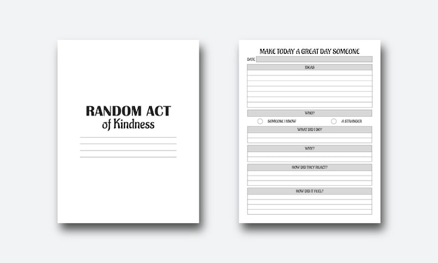 A white sheet of paper that says random act of kindness.