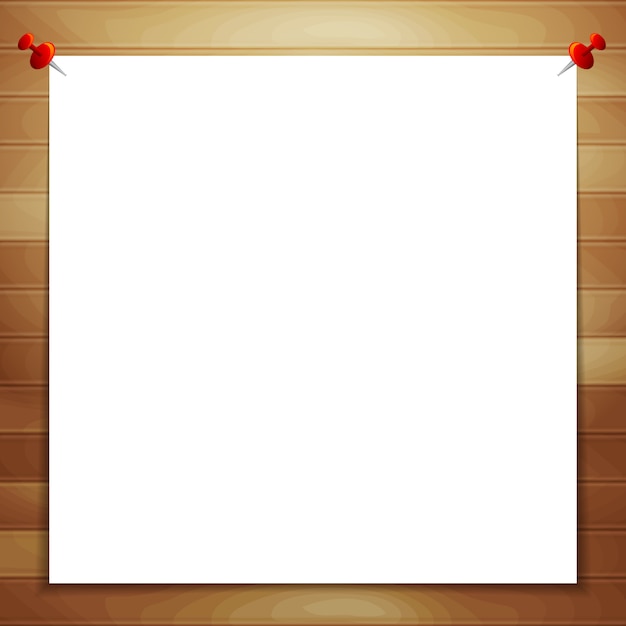 White sheet of paper on wooden background with space for text