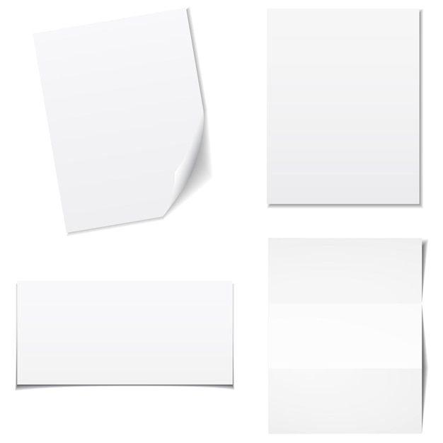 White sheets of paper vector set