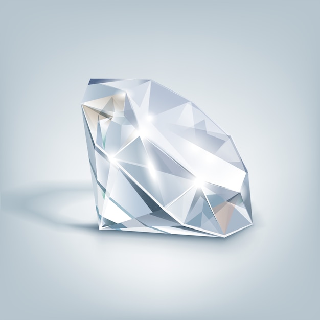 회색에 흰색 빛나는 명확한 다이아몬드 가까이 격리