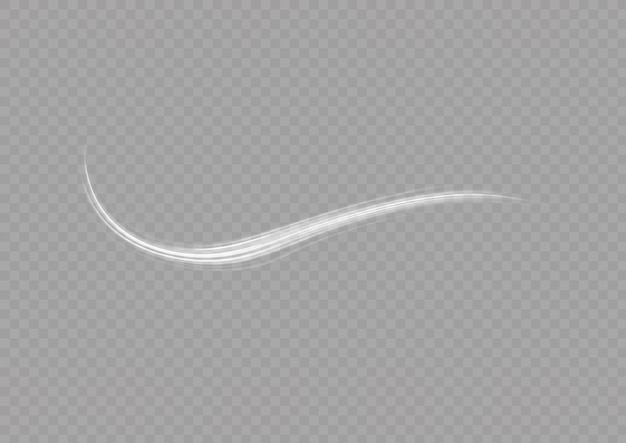 スパイラル波の白い光沢のある火花曲線を描いた明るいスピード ラインが渦巻く光沢のある波状のパス