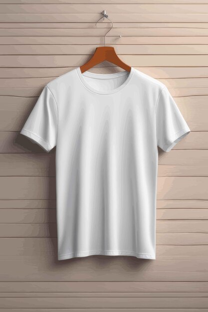 White shirt on hangerwhite shirt on hangerwhite t shirt on a wooden background mockups for design