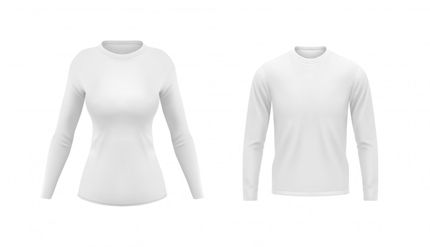 White shirts with long sleeves for men and women