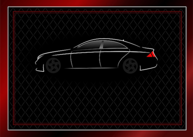 Vector white silhouette of car on black background vector illustration