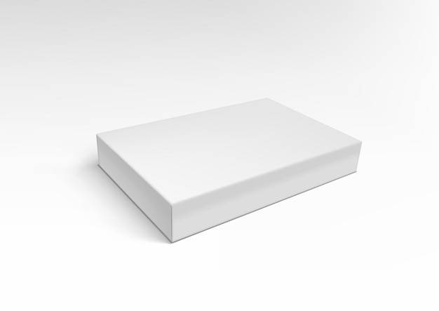 White Slim Pasteboard Box Isolated On White