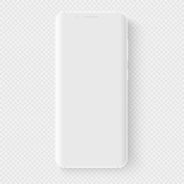white smartphone. 3d realistic template of imaginary phone. empty screen with thin grid for inserting any ui. floating mock up with a blank display for business presentations. perspective view.