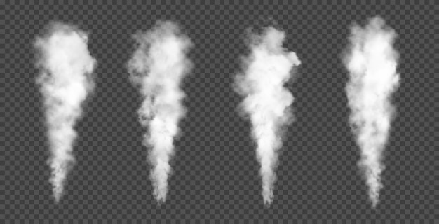 Vector white smoke from fire mist and steam fog or smog