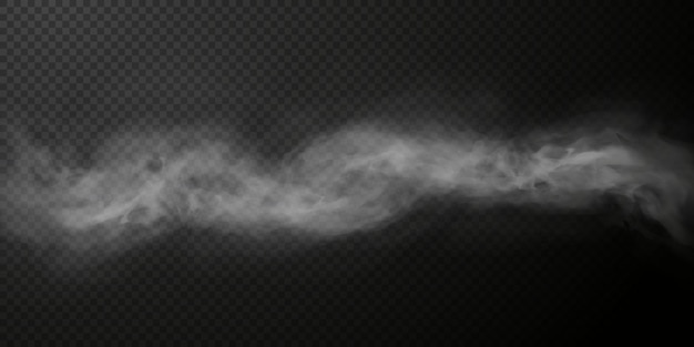 White smoke puff isolated on transparent black background PNG Steam explosion special effect