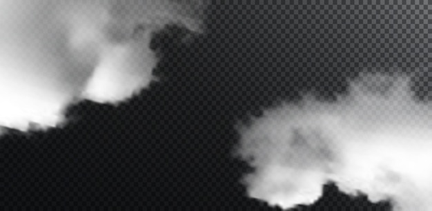 투명 검은 배경 PNG 증기 폭발 특수 효과에 고립 된 흰 연기 퍼프