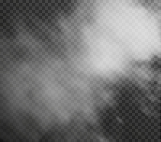 Vector white smoke puff isolated on transparent black background png steam explosion special effect