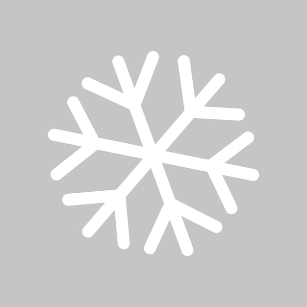 Fiocco di neve bianco su sfondo grigio. elemento decorativo vettoriale