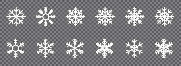 Vector white snowflake icon set on transparent background vector eps 10