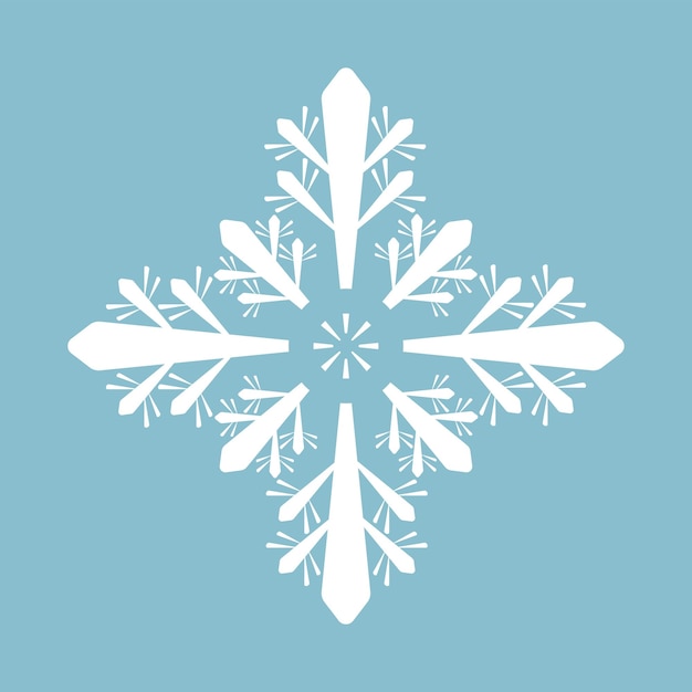 白いスノーフラックが明るい青い背景に隔離されていますスノウフラックのシンボルアイコンのロゴはデザインに使用されます