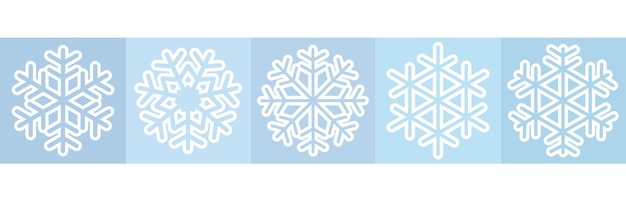 ホワイトスノーフレーク。青色の背景に分離された単純な落書き。クリスマスと冬のシンボル。