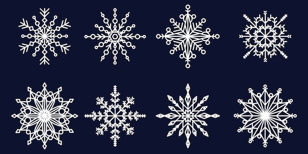 White snowflakes of all shapes