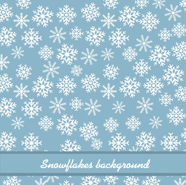 Vector white snowflakes over blue background.