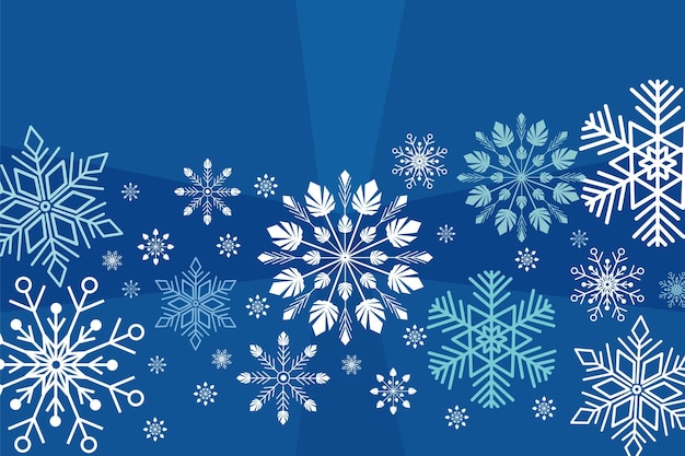 青色の背景ベクトル図に白い雪片要素