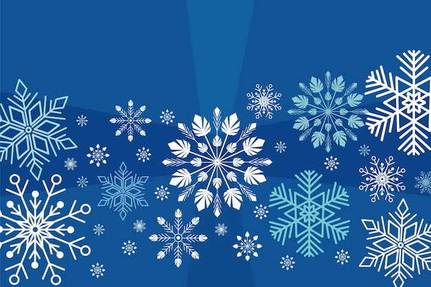 White snowflakes element in blue background vector illustration