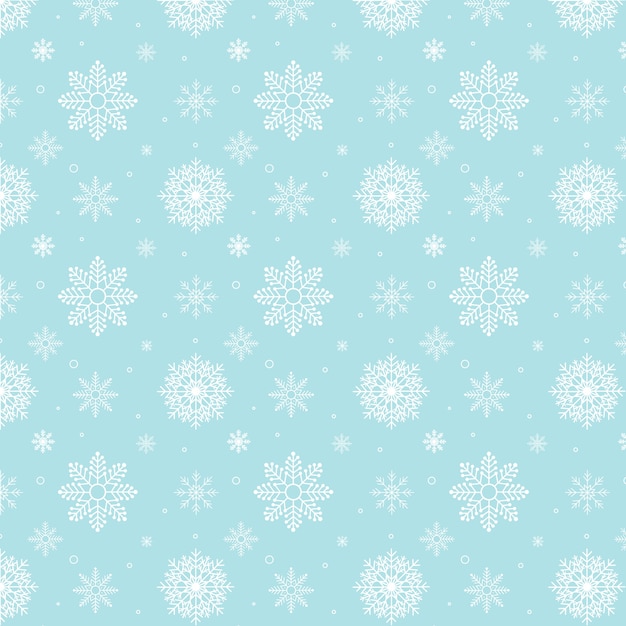 White snowflakes pattern on blue background