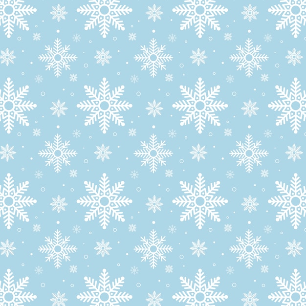 Vector white snowflakes pattern on blue background
