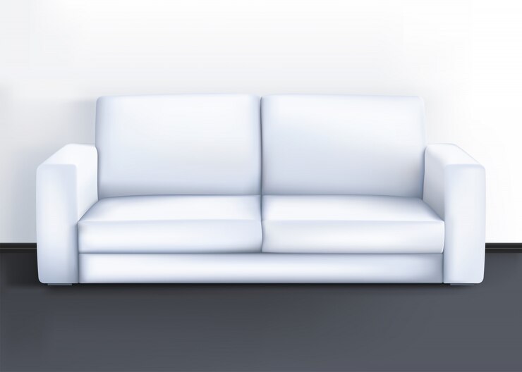 Vector white sofa in the room.