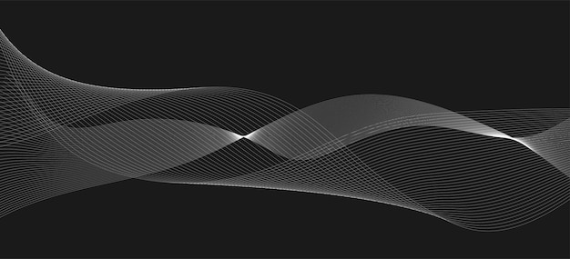 White soundwave on dark gray background Audio line blend element Abstract wave shape with countour