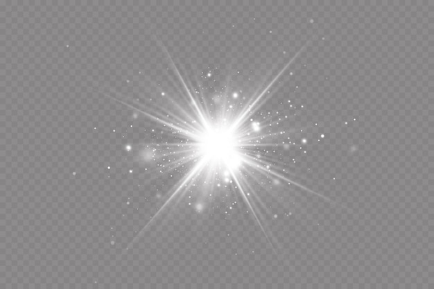 White sparkles.bright star.glow burst.rays of the sun su uno sfondo trasparente.