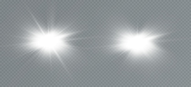 흰색 반짝임밝은 별글로우 버스트투명한 배경에 태양 광선