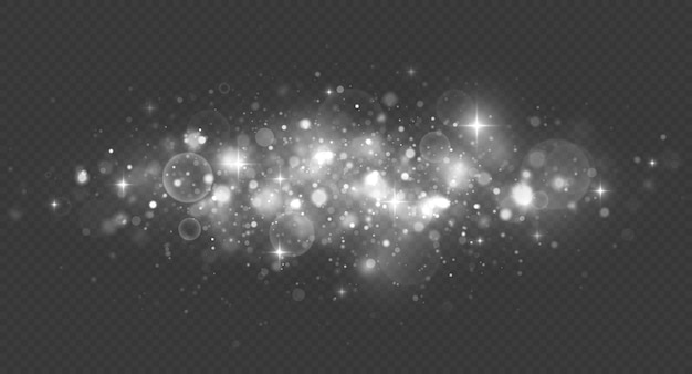 Вектор Белые искры и звезды сверкают особым световым эффектом