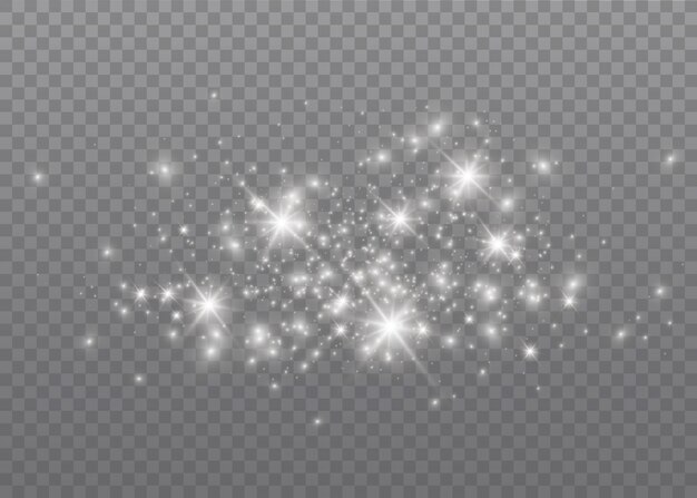 Vector white sparks glitter special light effect.  sparkles on transparent background.  sparkling magic dust particles.