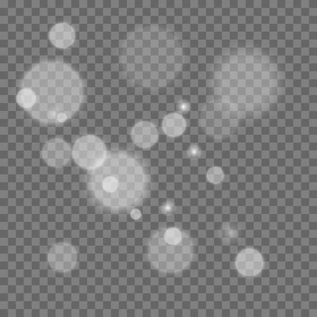 흰색 불꽃 반짝이 특수 조명 효과. 투명 한 배경에서 벡터 반짝입니다. 크리스마스 추상 패턴입니다. 반짝이는 마법의 먼지 입자