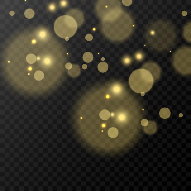 White sparks and golden stars glitter special light effect Vector sparkles on transparent