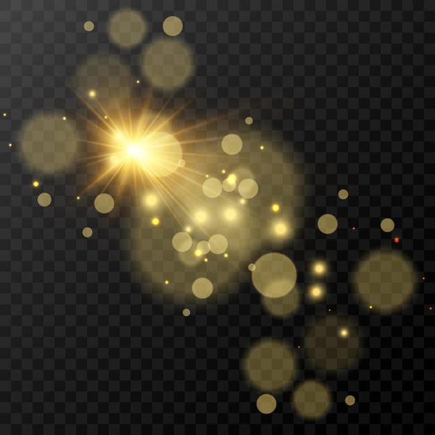 White sparks and golden stars glitter special light effect Vector sparkles