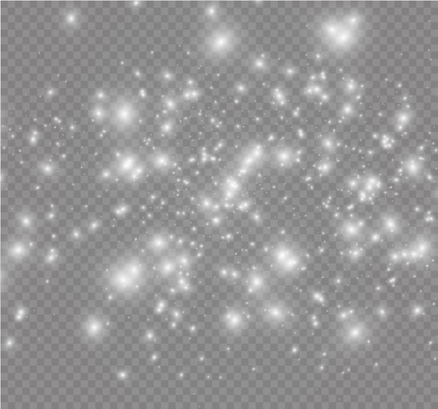 Scintille bianche e stelle dorate brillano con un effetto speciale