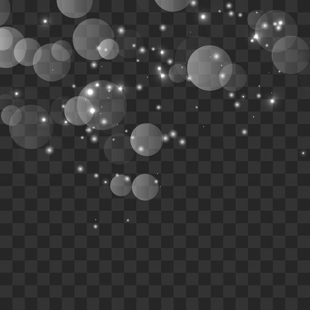 Scintille bianche e stelle dorate brillano di un effetto luce speciale