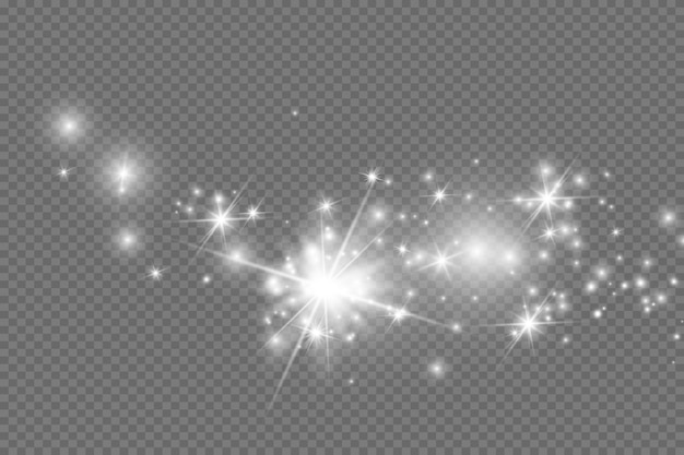 White sparks and golden stars glitter special light effect