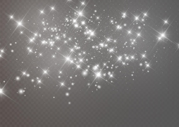 White sparks and golden stars glitter special light effect