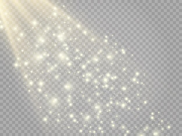 Scintille bianche e stelle dorate brillano con un effetto luce speciale