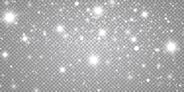 Vector white sparks and golden stars light effect