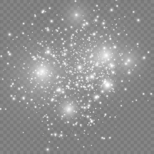 White sparks stars with a special light effect. Sparkling particles of fairy dust.