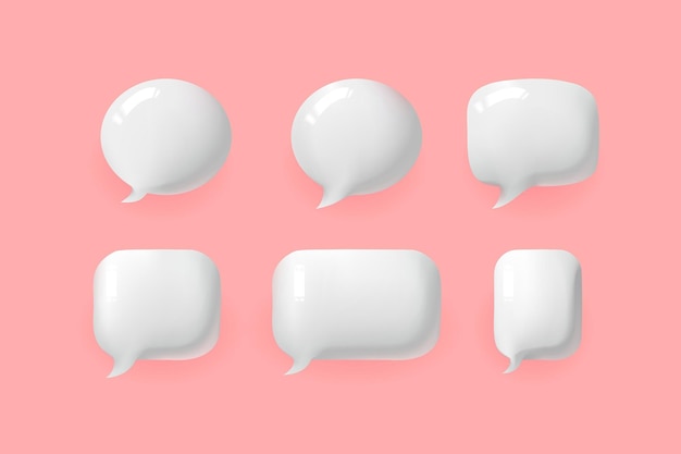 Vector white speech bubble chat communication cute style vector illustrations for web icon