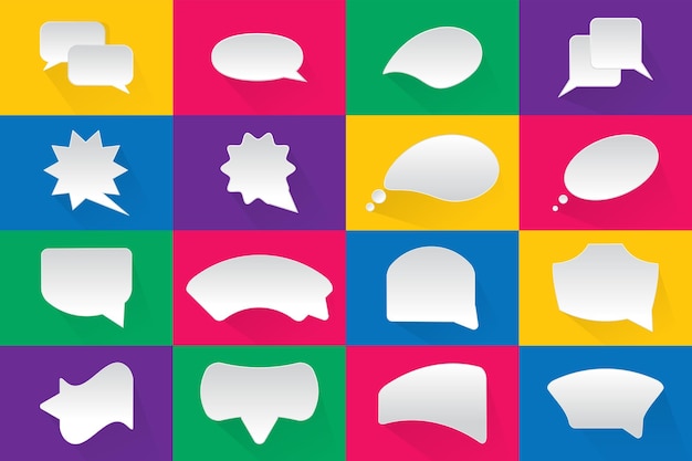 Vector white speech bubble collection chat icon