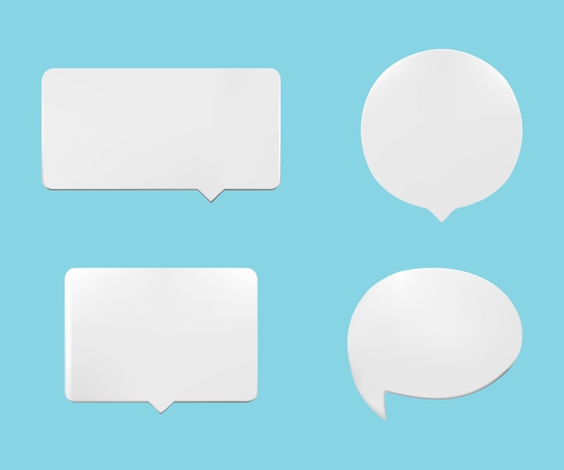 Vector white speech bubble icon set on a blue background