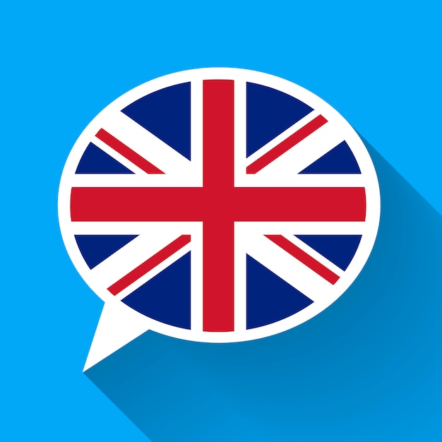 Vector white speech bubble with great britain flag