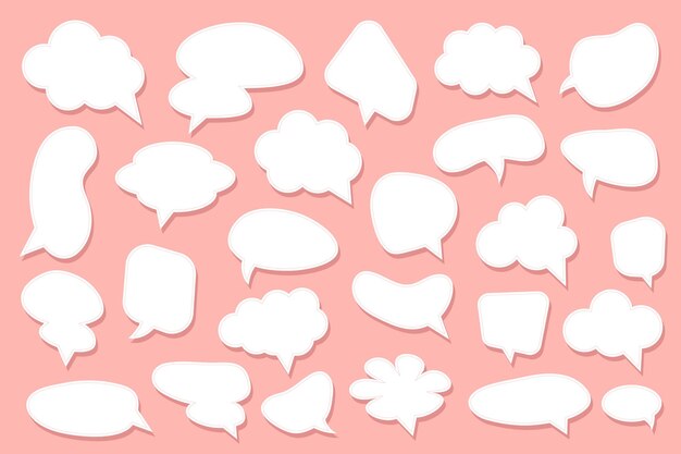 白いスピーチバブルは,円の雲のような様々な形状で設定され,円の長方形