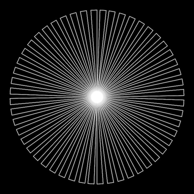 Vector white sphere of rays on a black background