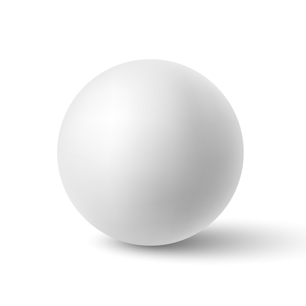 Vector white sphere with shadow. ball.