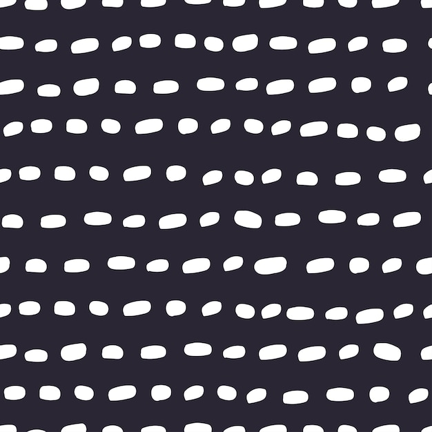 White Spots seamless pattern on a dark background. Hand drawn Vector illustration.