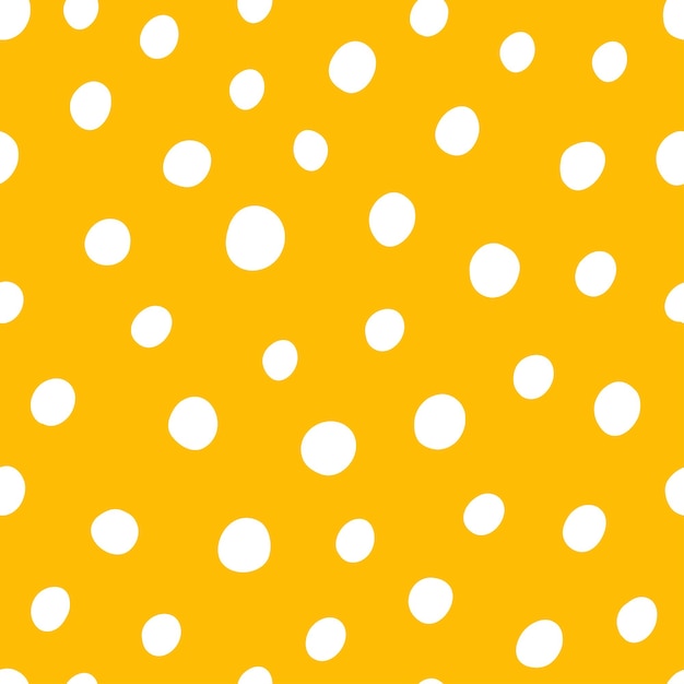 Vector white spots with yellow background seamless pattern